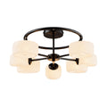 "Moderne Zwarte Plafondlamp met Witte Opale Glazen Shades"