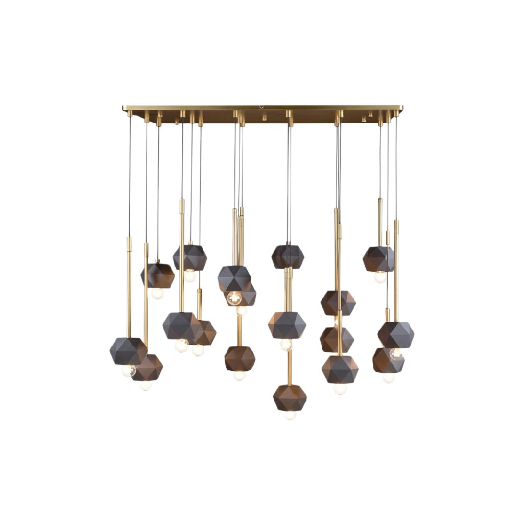 **Moderne Hanglamp met Geometrische Ontwerpen en Goudkleurige Accenten**
