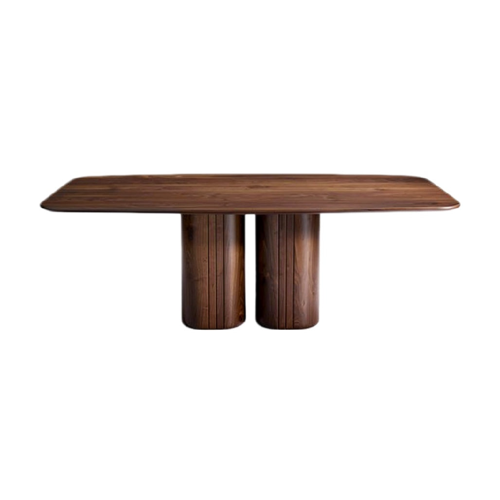 Technische Titel: "Eettafel van massief hout met ronde poten - modern ontwerp"