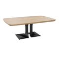 **Moderne eettafel van hout met zwart metalen basis**