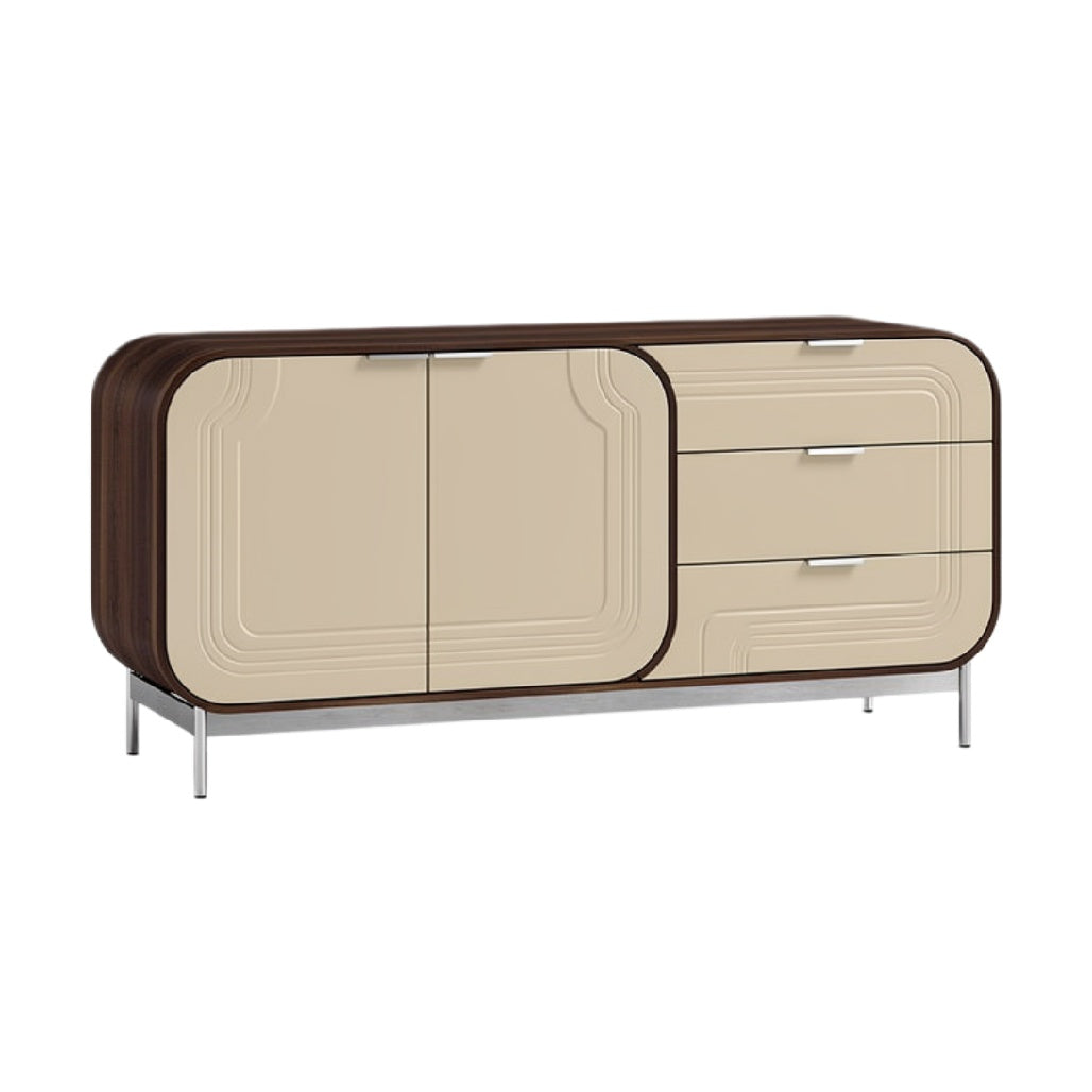 **Moderne Dressoir met Gebogen Lijnen en Minimalistisch Ontwerp**