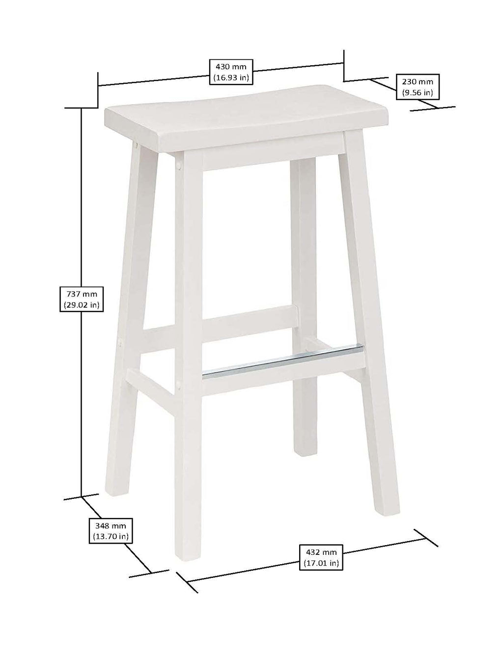Amazon Basics Solid Wood Saddle-Seat Counter Height Bar Stools for Kitchen Island with Footrest, 24-Inch Height, Walnut, Set of 2