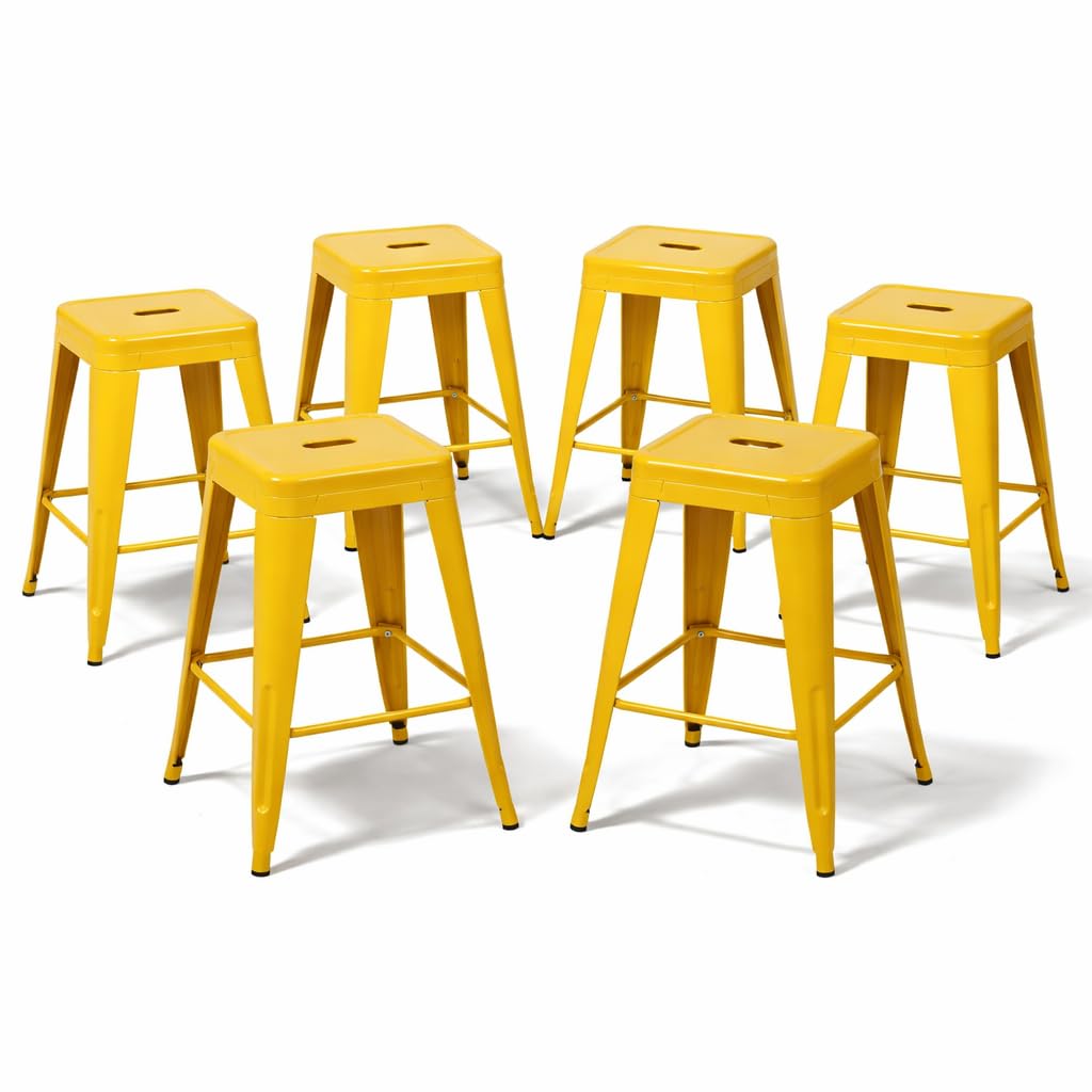 Midnight Black Metal Bar Stools Set of 4,30 Inch