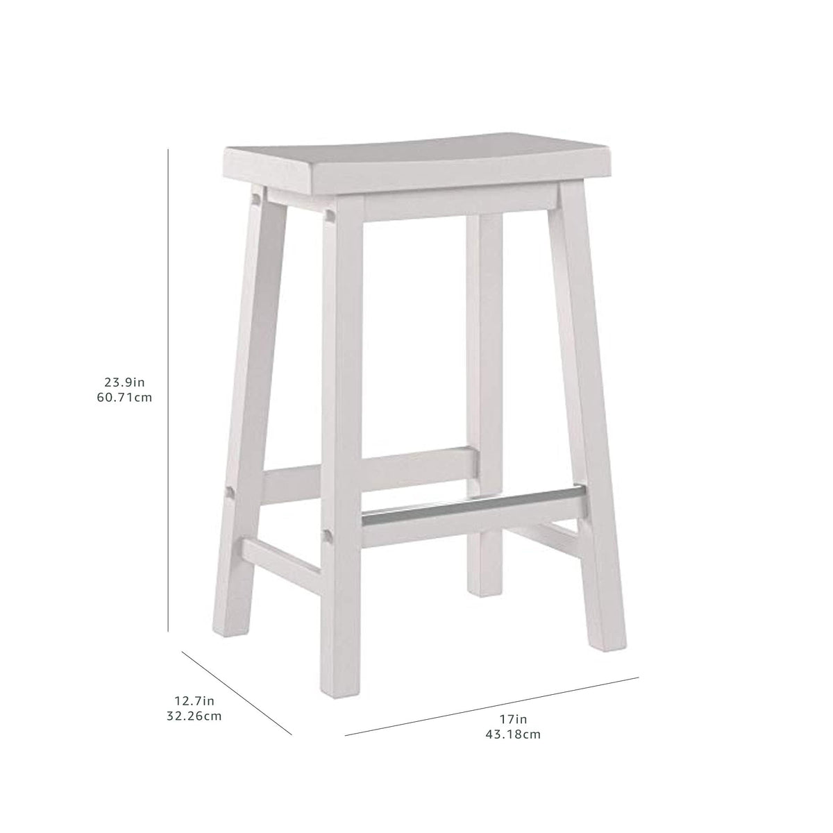 Amazon Basics Solid Wood Saddle-Seat Counter Height Bar Stools for Kitchen Island with Footrest, 24-Inch Height, Walnut, Set of 2