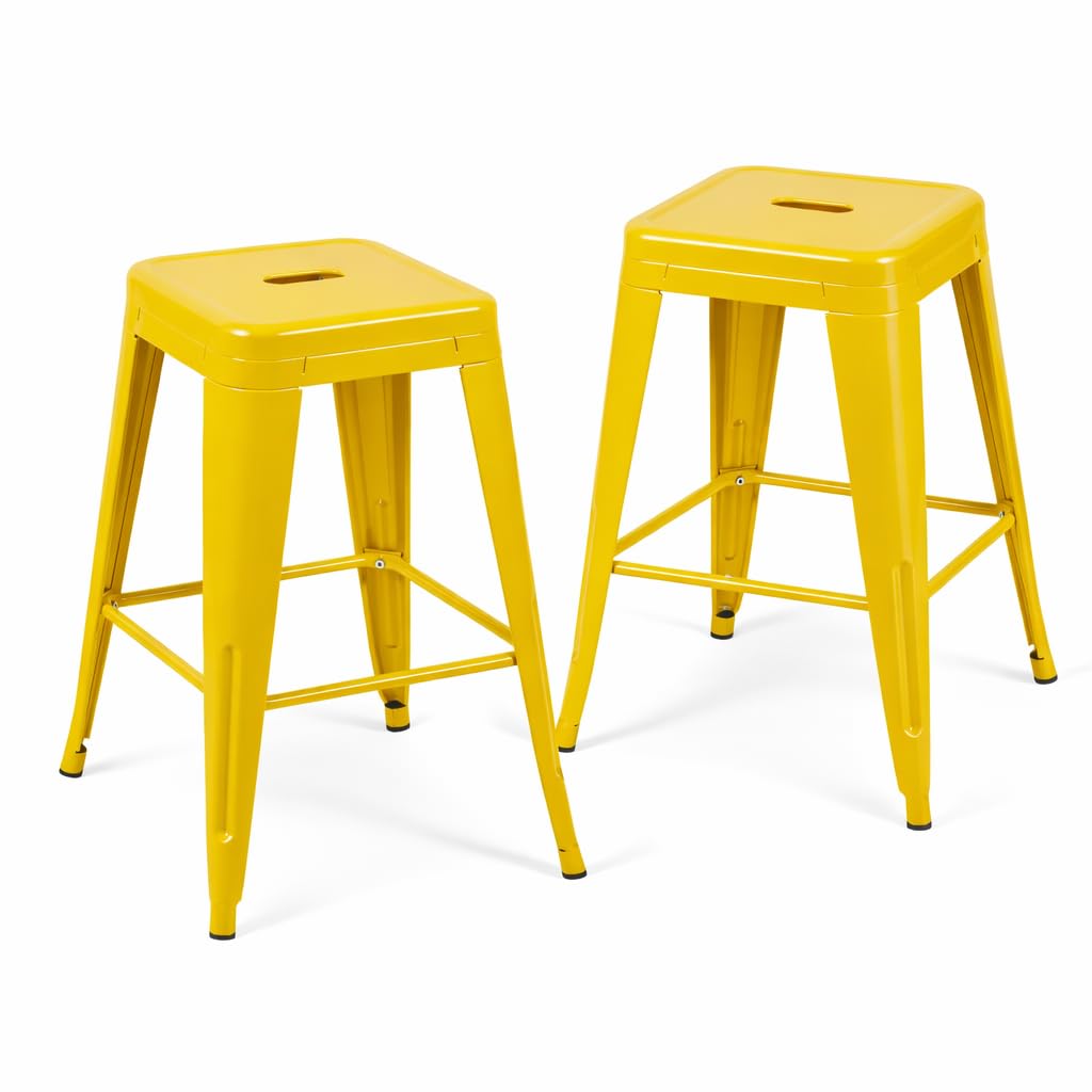 Midnight Black Metal Bar Stools Set of 4,30 Inch