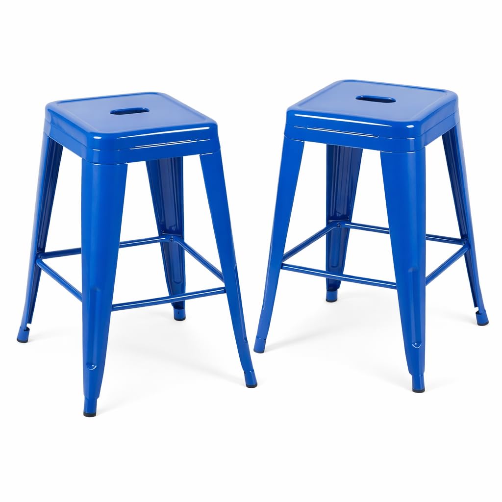 Midnight Black Metal Bar Stools Set of 4,30 Inch