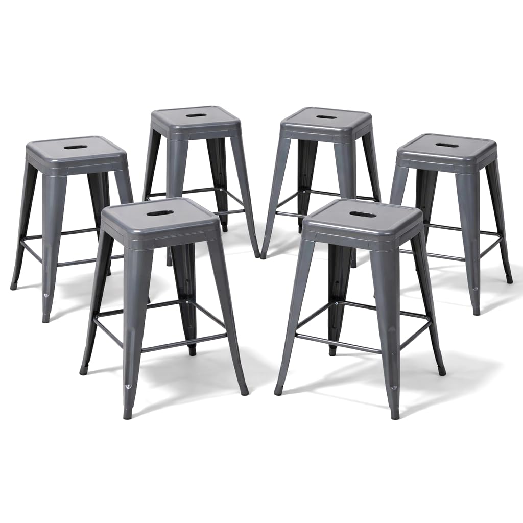 Midnight Black Metal Bar Stools Set of 4,30 Inch