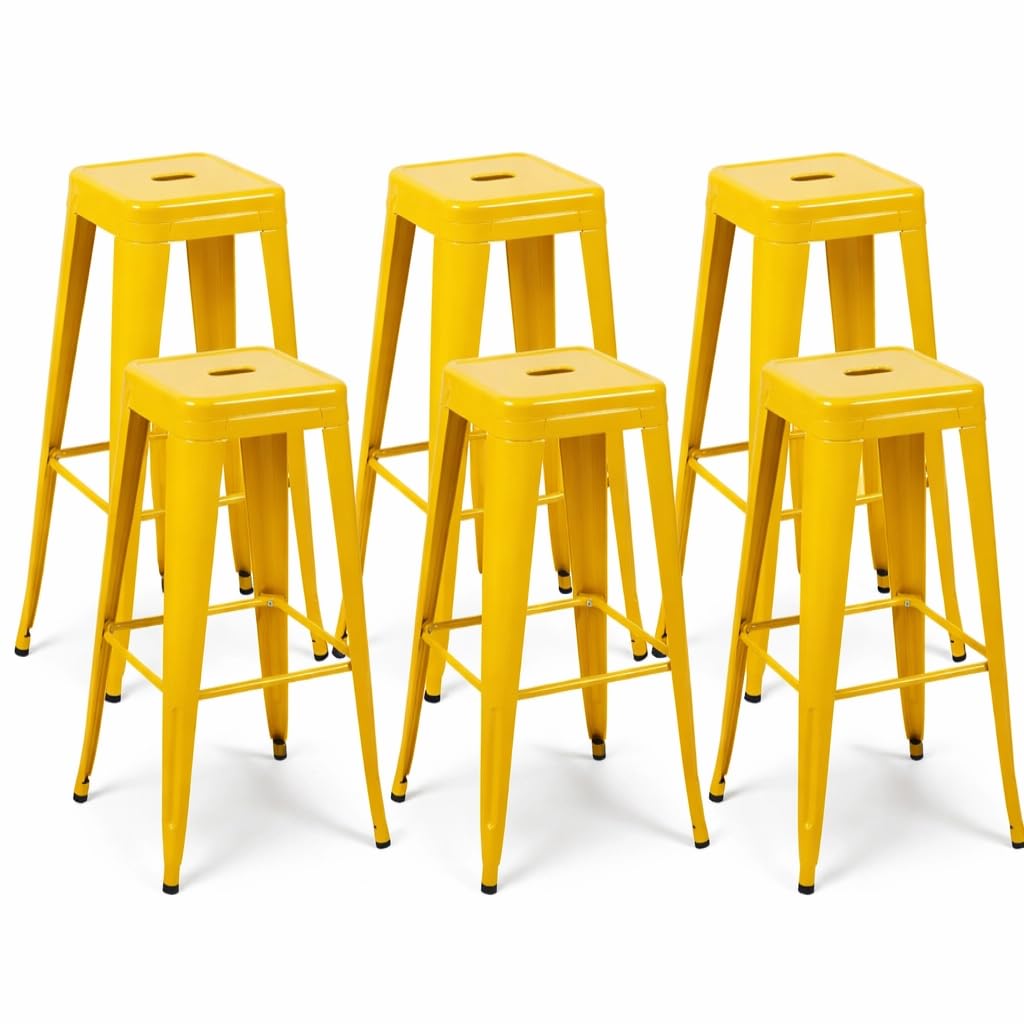 Midnight Black Metal Bar Stools Set of 4,30 Inch
