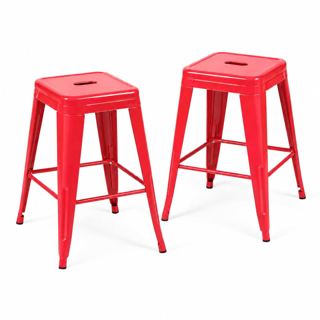 Midnight Black Metal Bar Stools Set of 4,30 Inch