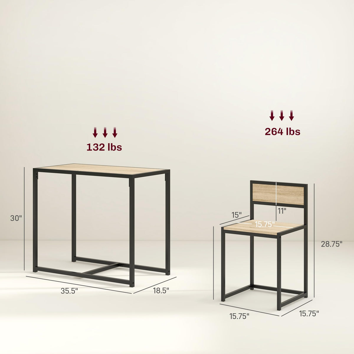 HOMCOM Small Dining Table Set for 2 Compact for Small Spaces, Rustic Brown