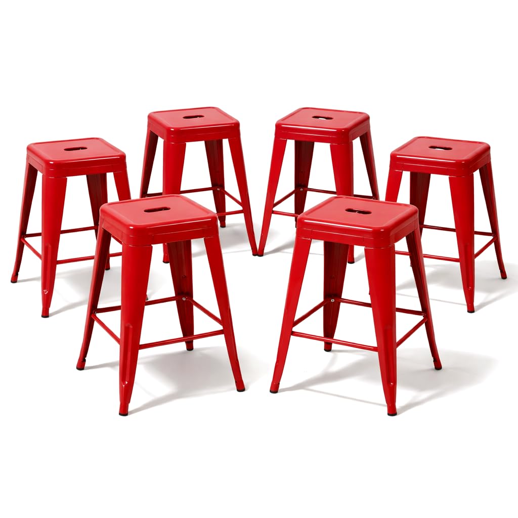 Midnight Black Metal Bar Stools Set of 4,30 Inch