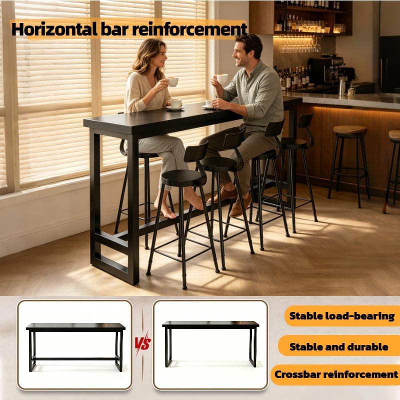 47in Black Industrial Long Bar Table