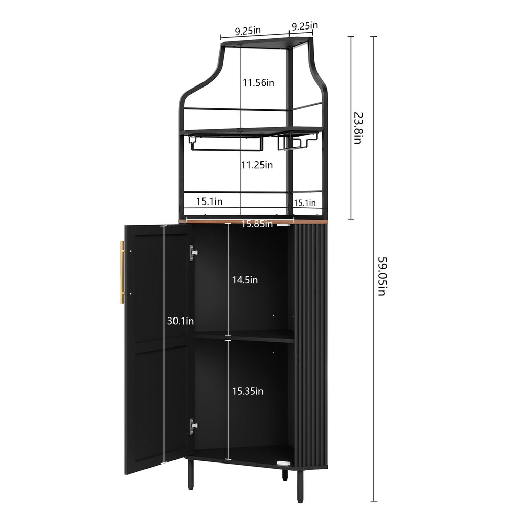 ARTPOWER Corner Bar Cabinet with LED Strip, 4-Tiers Liquor Cabinet, Green