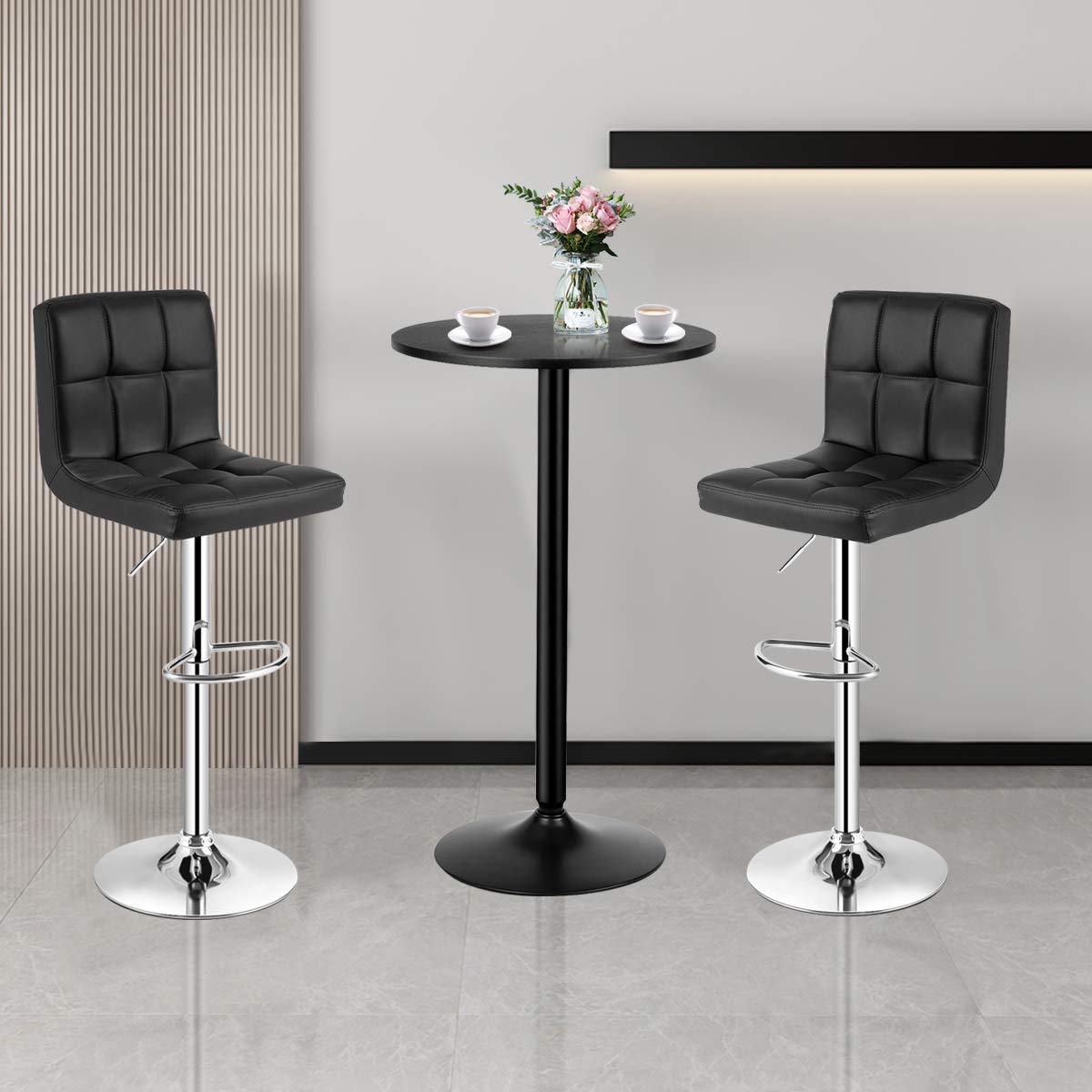 COSTWAY 3-Piece Bar Table Set, Counter Height Table Set with 2 Bar Stools
