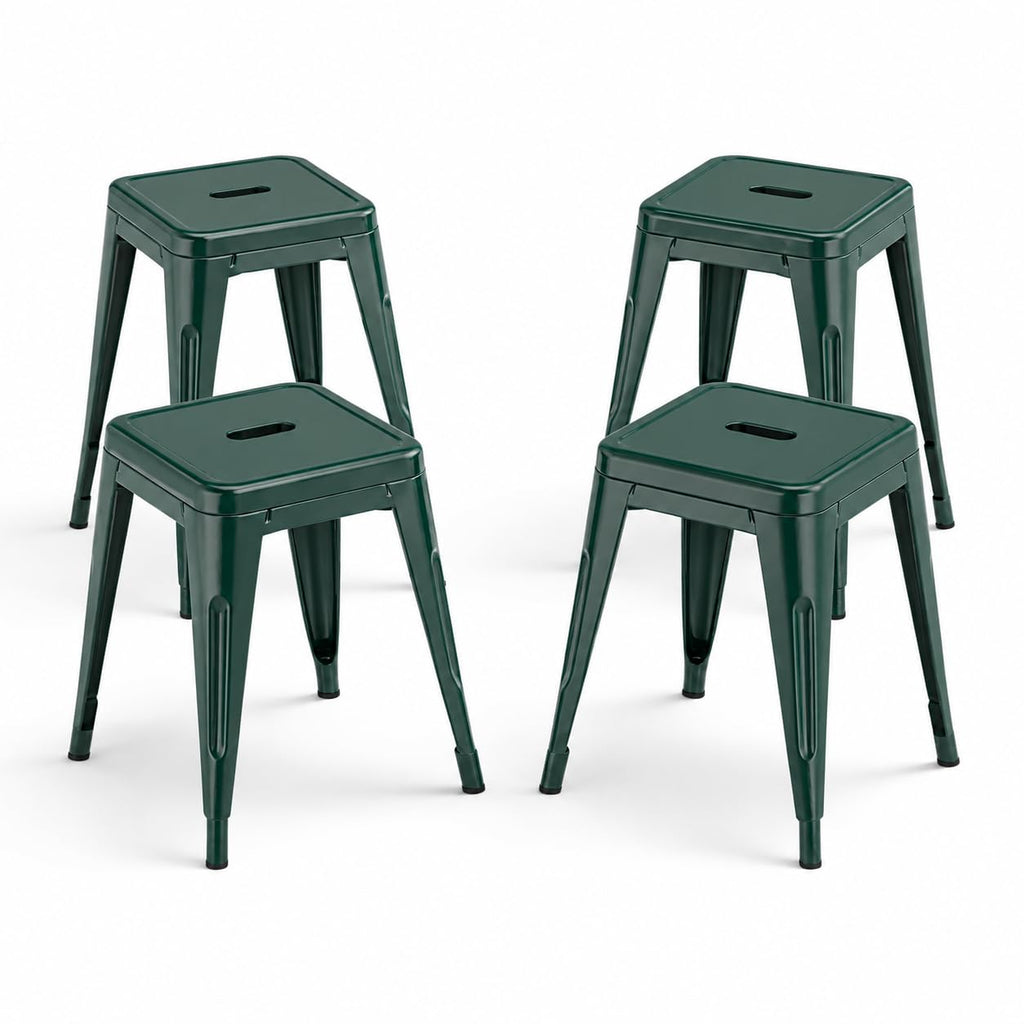 Midnight Black Metal Bar Stools Set of 4,30 Inch