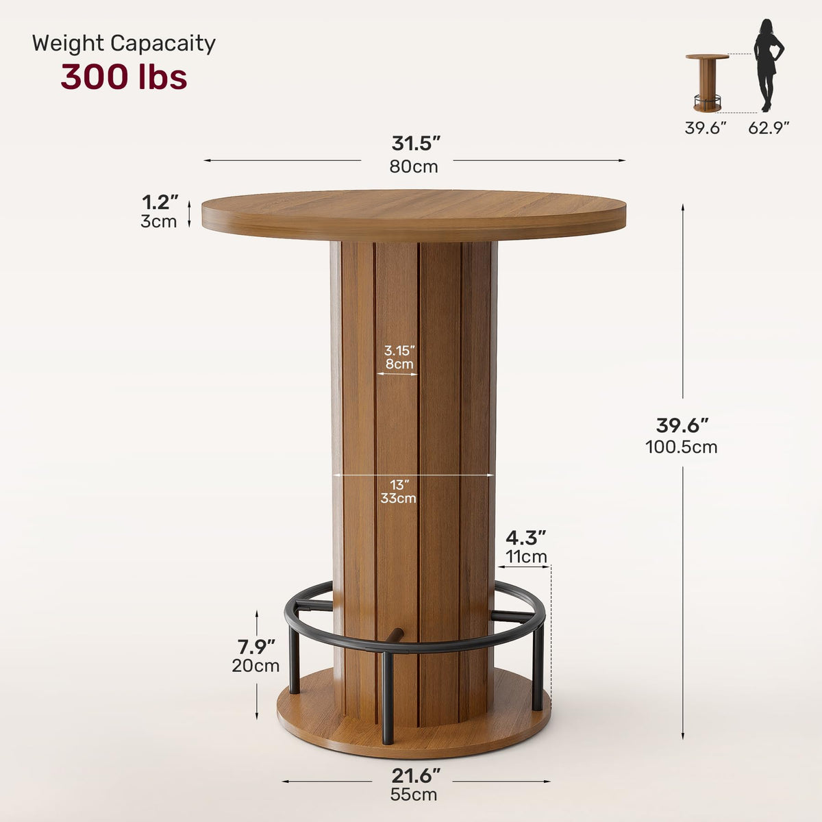 Cocktail Table with Metal Ring Footrest (Only Table)