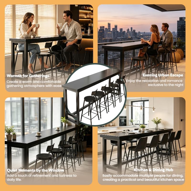 47in Black Industrial Long Bar Table