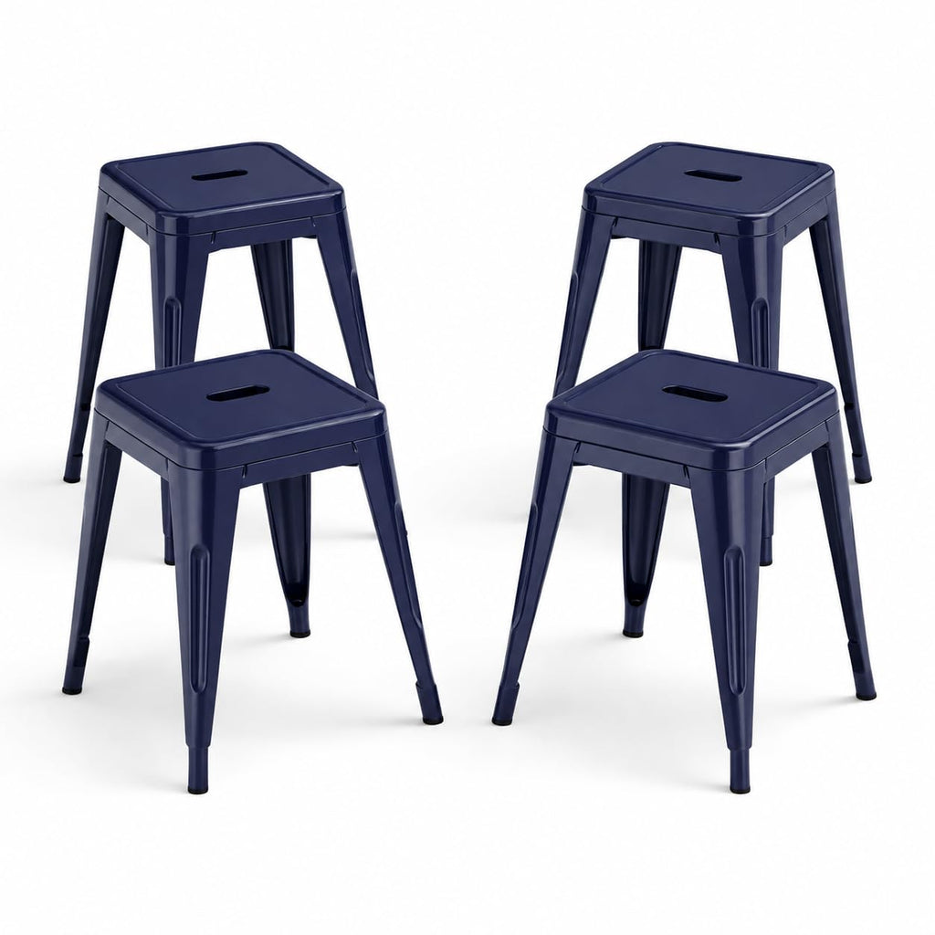 Midnight Black Metal Bar Stools Set of 4,30 Inch