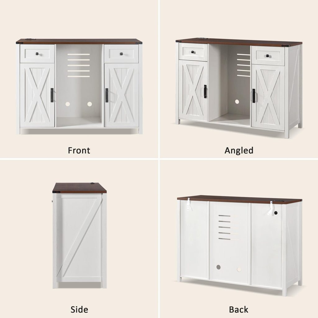 53.2" Farmhouse Fridge Cabinet, Coffee Bar Cabinet, Black