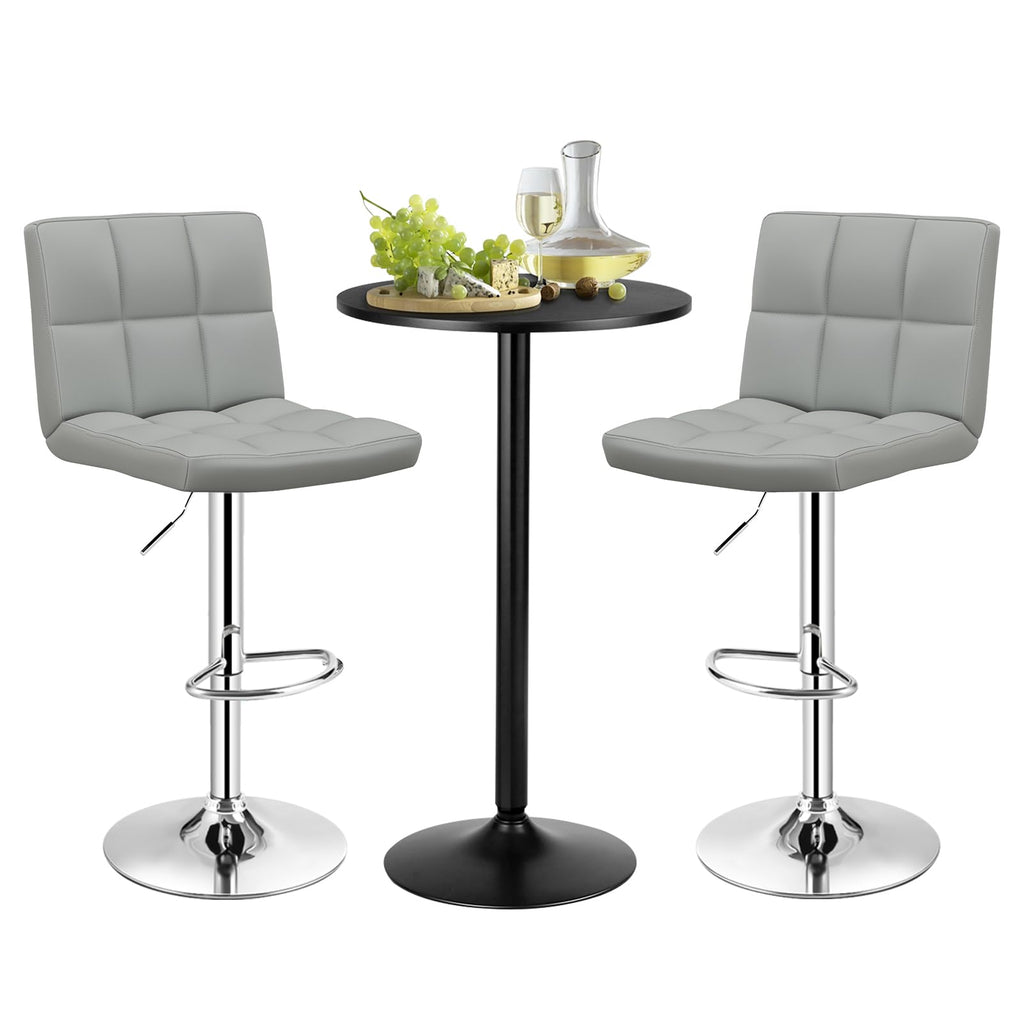 COSTWAY 3-Piece Bar Table Set, Counter Height Table Set with 2 Bar Stools