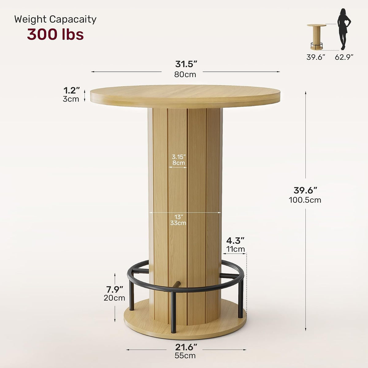 Cocktail Table with Metal Ring Footrest (Only Table)
