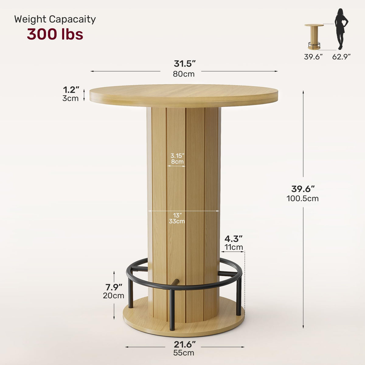 Cocktail Table with Metal Ring Footrest (Only Table)