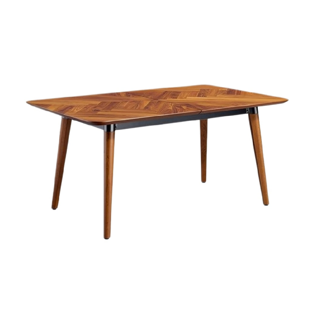 **Technische Titel: Moderne Houten Eettafel met Gecombineerd Patroon en Stijlvolle Poten**