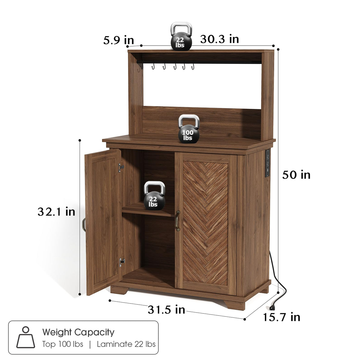 JOINICE Tall Corner Bar Cabinet for Liquor,Mid-Century Modern,Walnut,70"