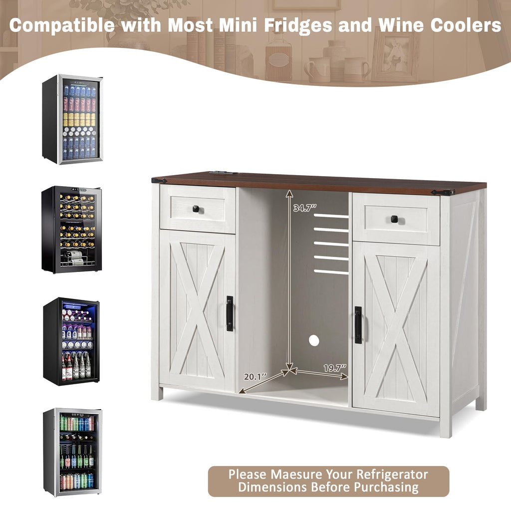 53.2" Farmhouse Fridge Cabinet, Coffee Bar Cabinet, Black