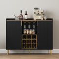 ARTPOWER 48" Wine Bar Cabinet with Fluted Texture, Buffet Sideboard, Black