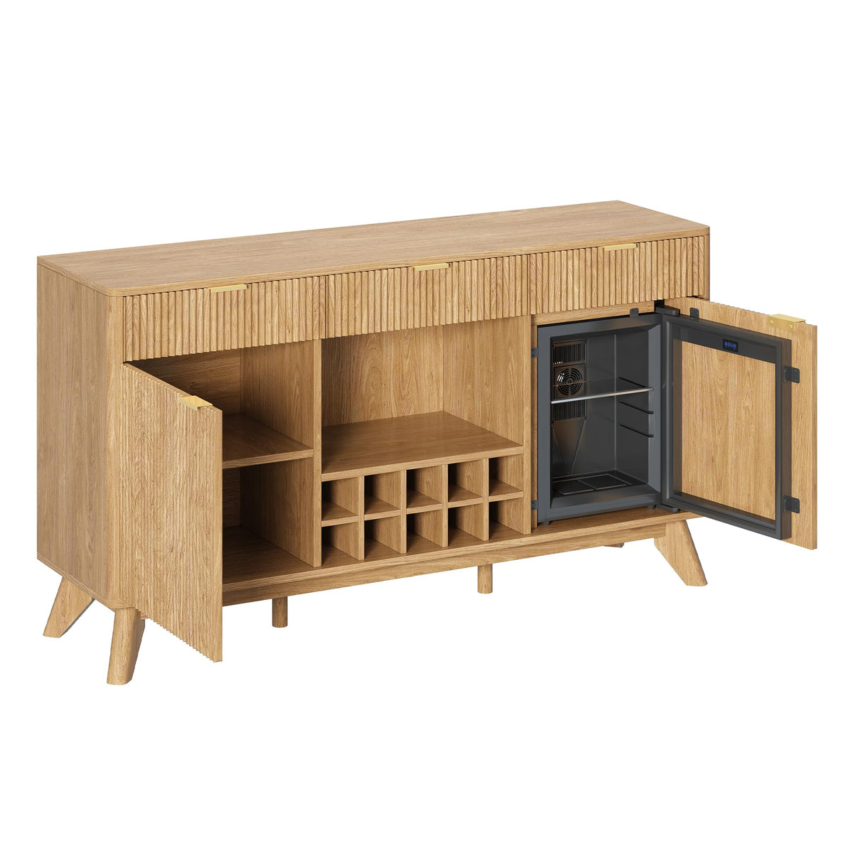 60" Wine Bar Cabinet, Coffee Bar Cabinet with Fridge, Sideboard Cabinet