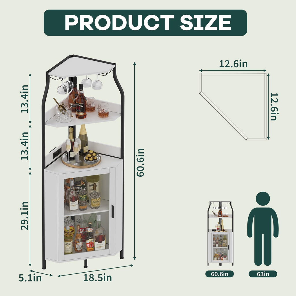 Garvee Corner Wine Bar Cabinet, 5-Tier Corner Liquor Storage Cabinet