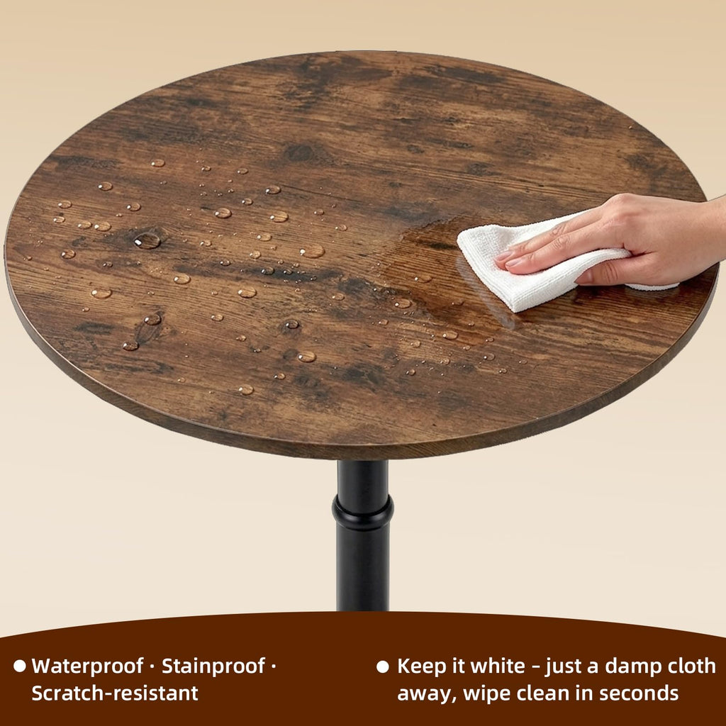 Leopard MDF Round Top Not Adjustable (41 INCHES Height) Bar Table, White