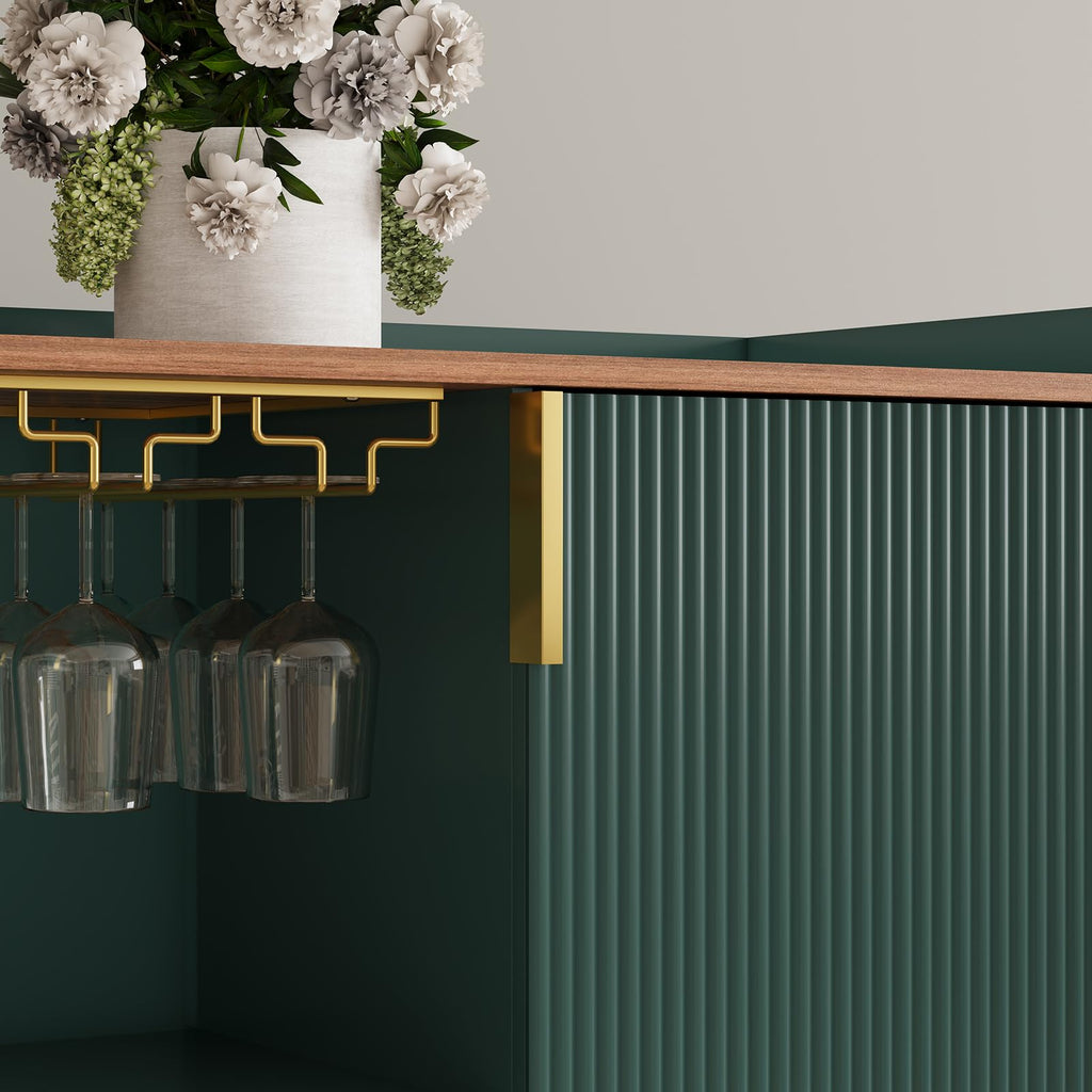 ARTPOWER 48" Wine Bar Cabinet with Fluted Texture, Buffet Sideboard, Black
