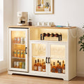 54â Coffee Bar Cabinet with Fridge Space, Smart LED Light, White