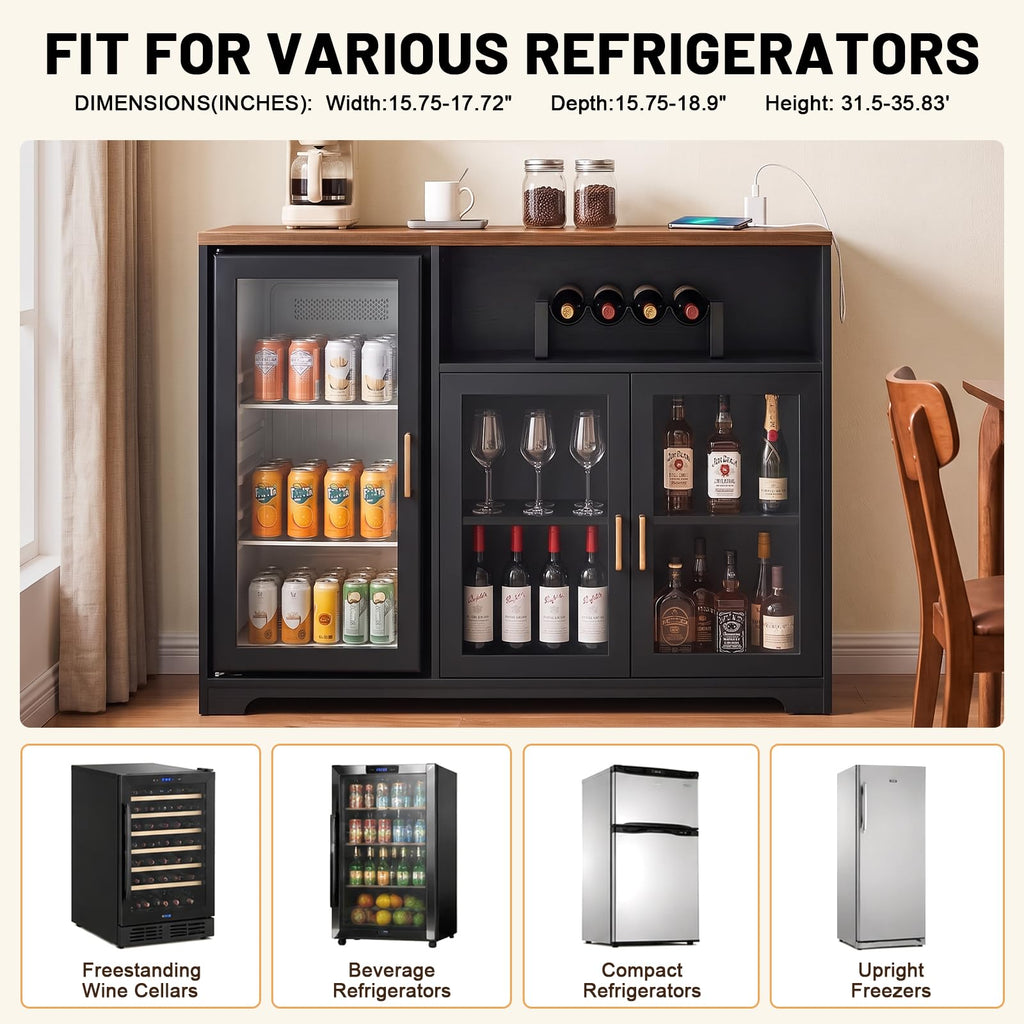 54â Coffee Bar Cabinet with Fridge Space, Smart LED Light, White