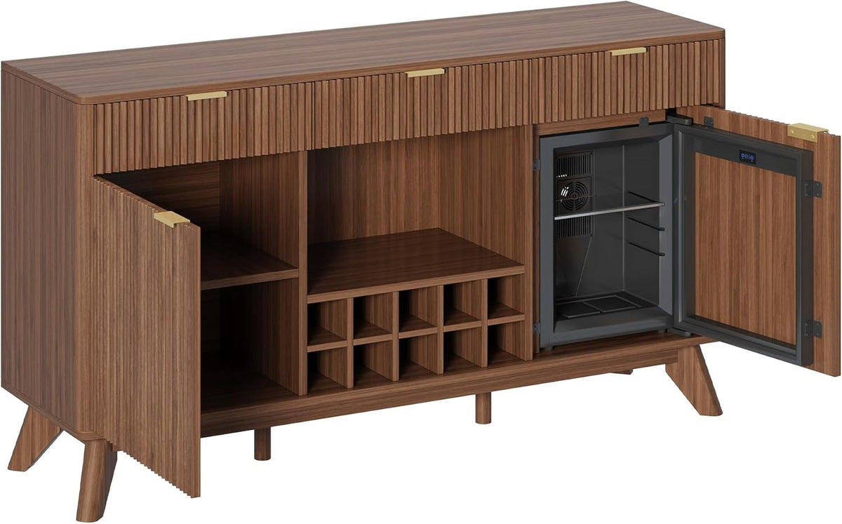 60" Wine Bar Cabinet, Coffee Bar Cabinet with Fridge, Sideboard Cabinet