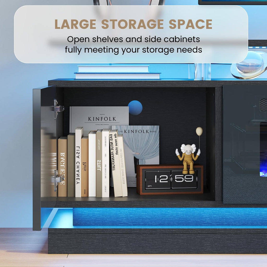 70" Fireplace TV Stand, Modern Entertainment Center