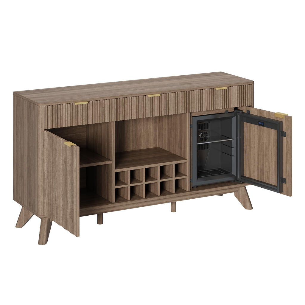 60" Wine Bar Cabinet, Coffee Bar Cabinet with Fridge, Sideboard Cabinet