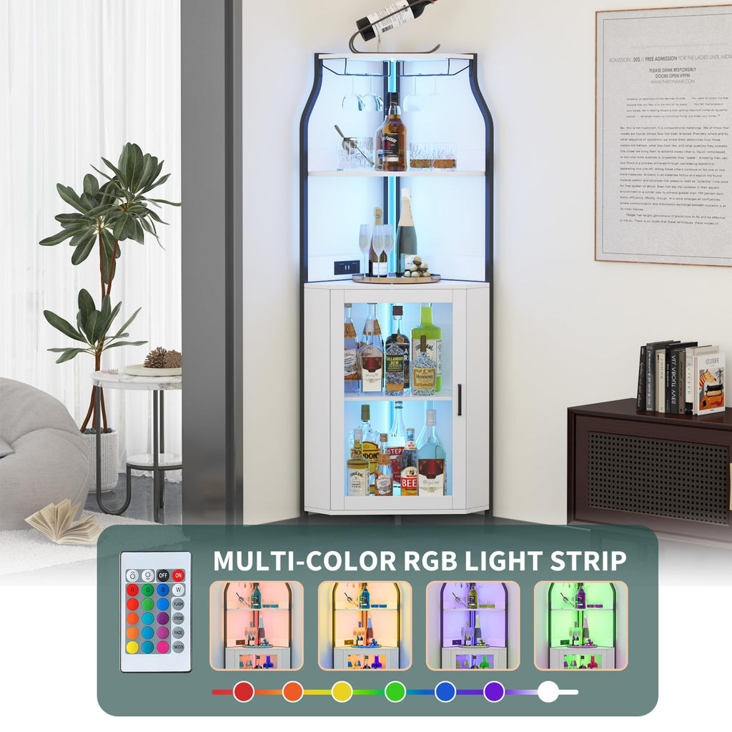 Garvee Corner Wine Bar Cabinet, 5-Tier Corner Liquor Storage Cabinet