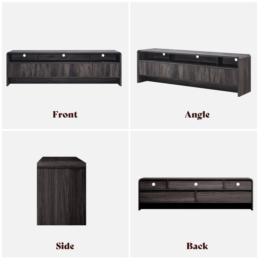 AMERLIFE 70" Modern Curved TV Stand with Storage for TVs Up to 80"