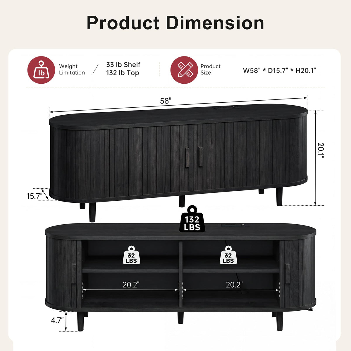 70" Mid Century Modern TV Stand, Wood TV Consoles with Sliding Doors and Power Outlet, Entertainment Center with Adjustable Shelves, Fluted TV Stands for Living Room, Walnut