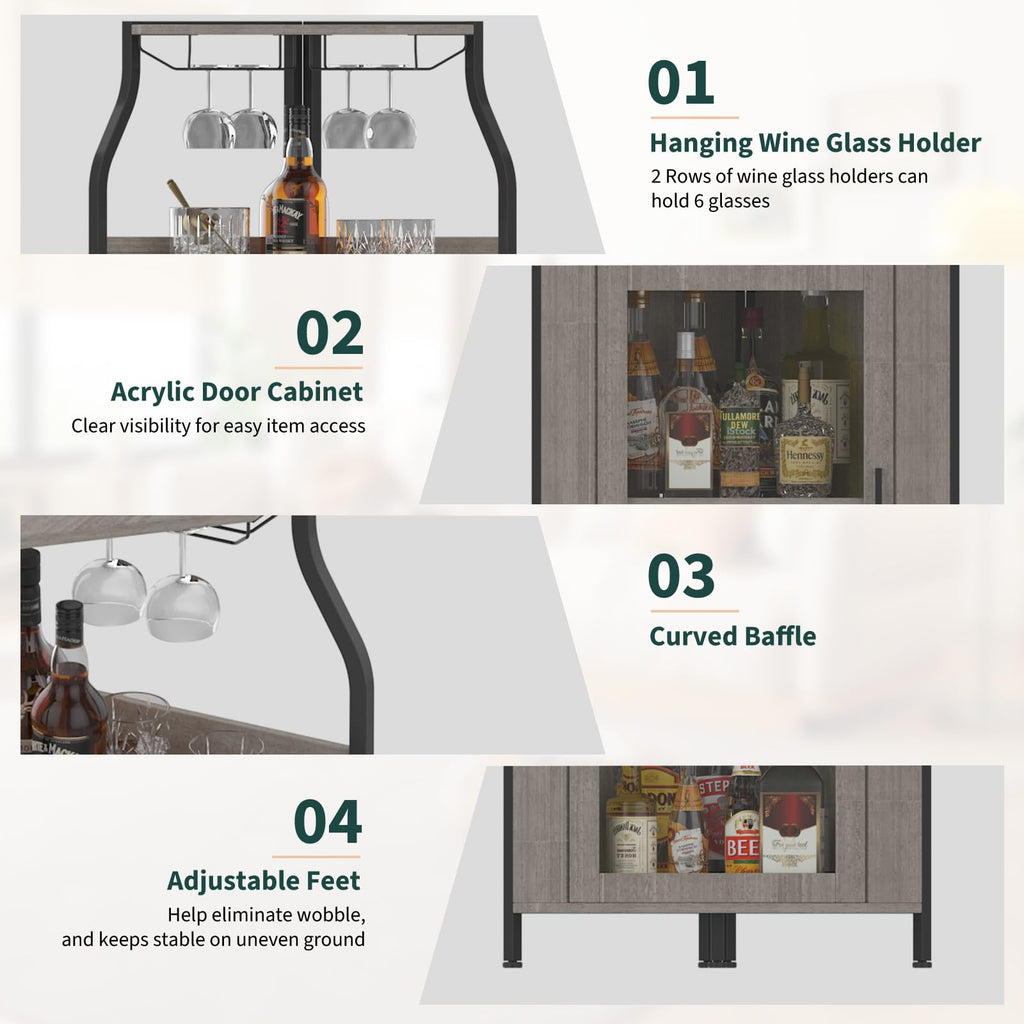 Garvee Corner Wine Bar Cabinet, 5-Tier Corner Liquor Storage Cabinet