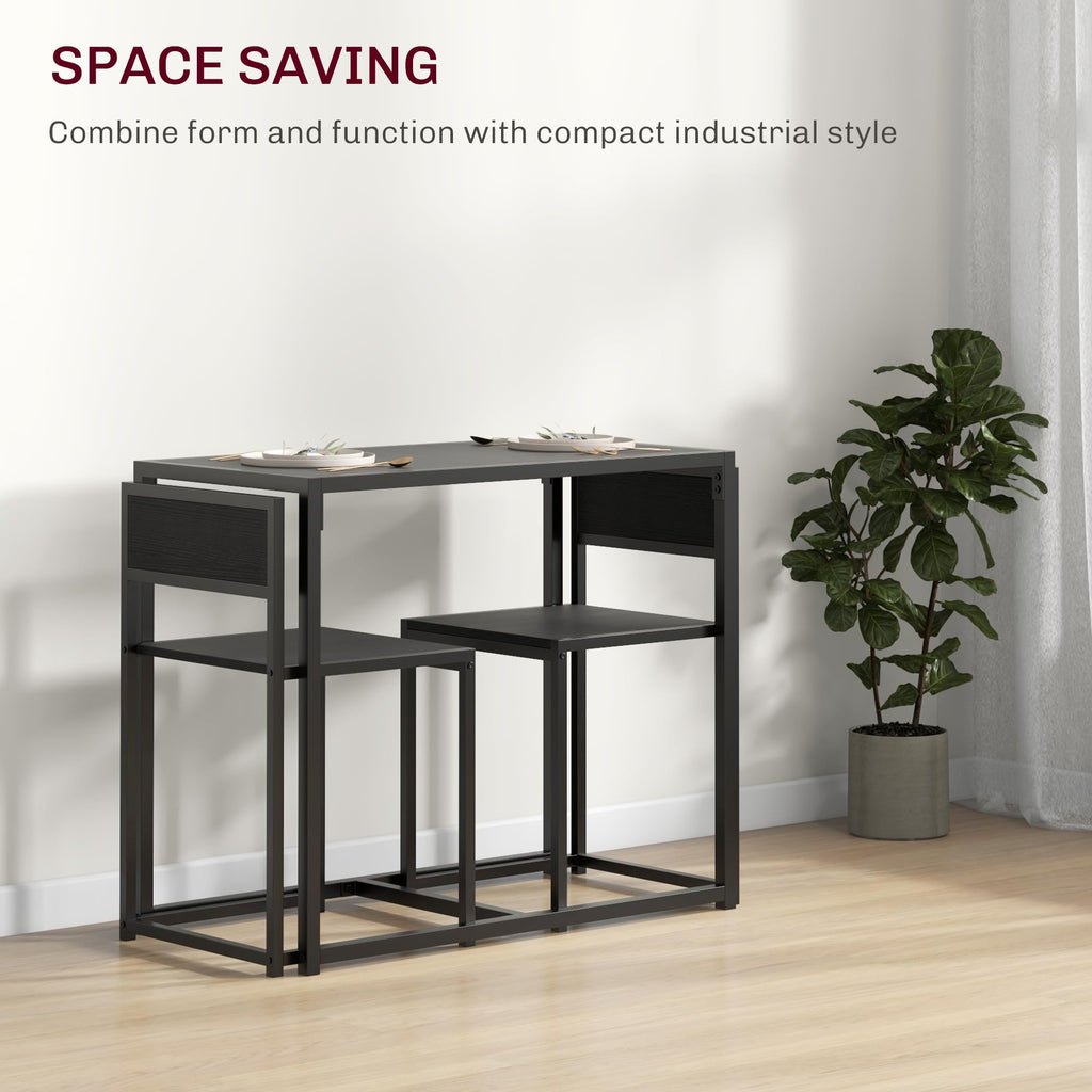 HOMCOM Small Dining Table Set for 2 Compact for Small Spaces, Rustic Brown