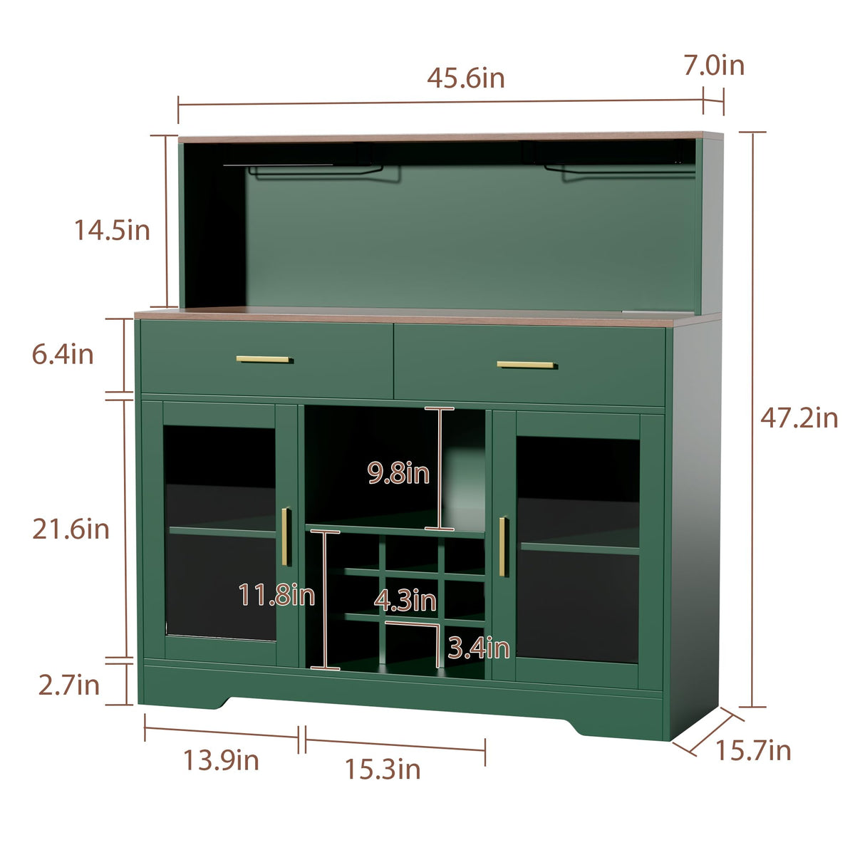 Wine Bar Cabinet With Power Outlet, Black Bars Cabinet Liquor Cabinet with Led Lights, Coffee Bar Cabinet with Wine Rack & Glass Holder, Buffet Sideboard with Storage for Living Room, Dining Room