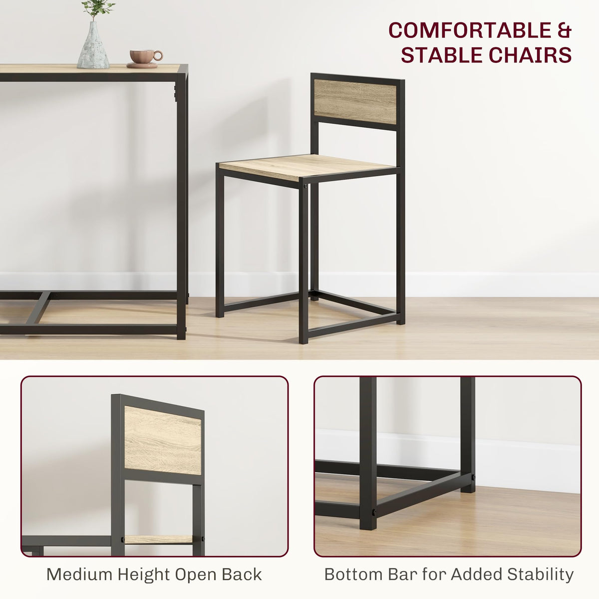 HOMCOM Small Dining Table Set for 2 Compact for Small Spaces, Rustic Brown