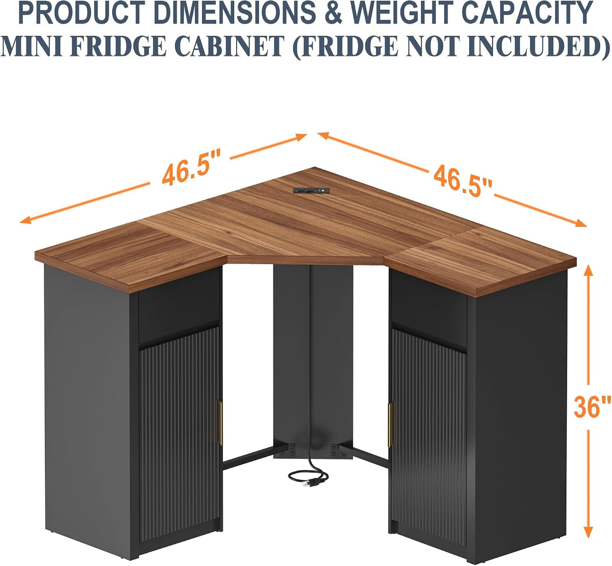 GDLF Corner Coffee Bar with Fridge Space, L Shaped Liquor Cabinet,Black