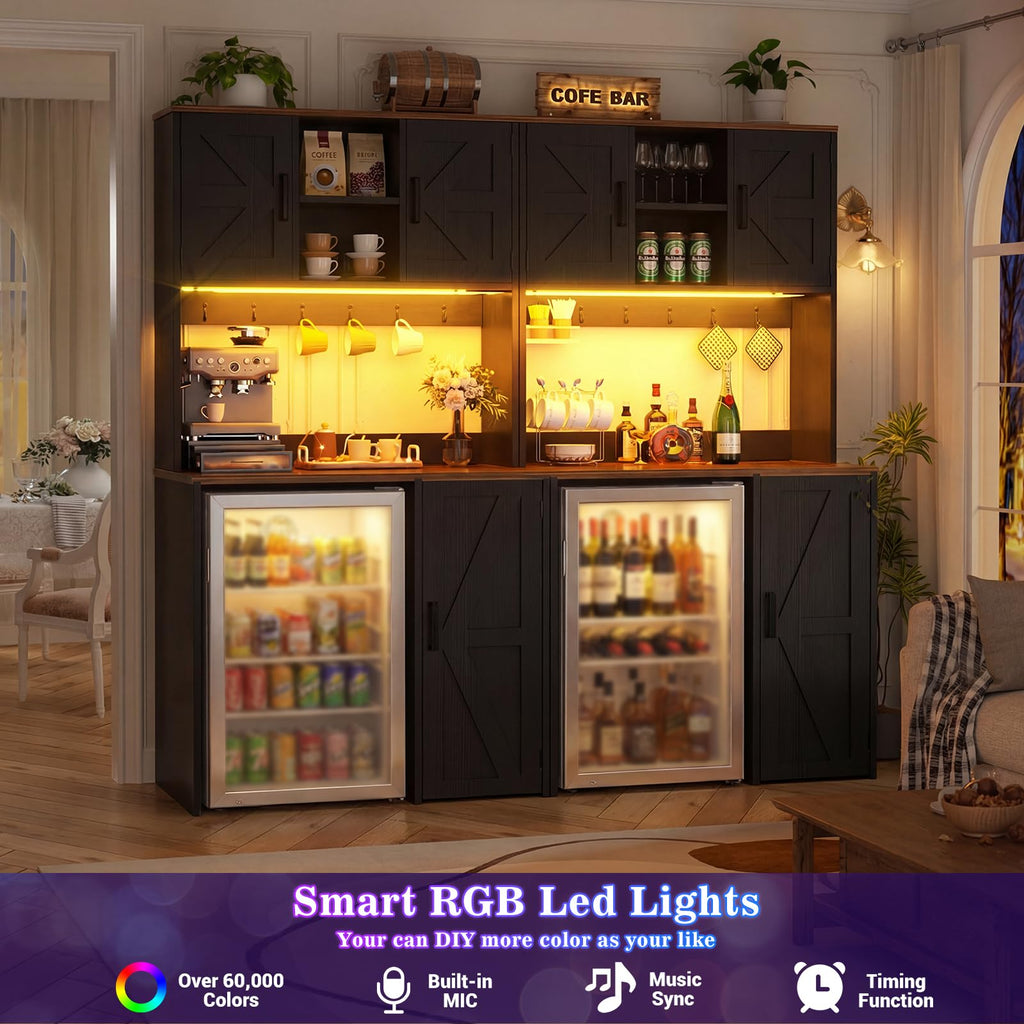 Unikito Mini Fridge Cabinet with Storage, Outlet and LED Light, White