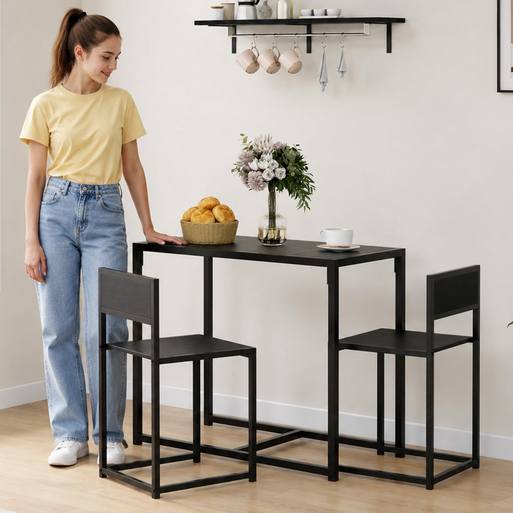 HOMCOM Small Dining Table Set for 2 Compact for Small Spaces, Rustic Brown