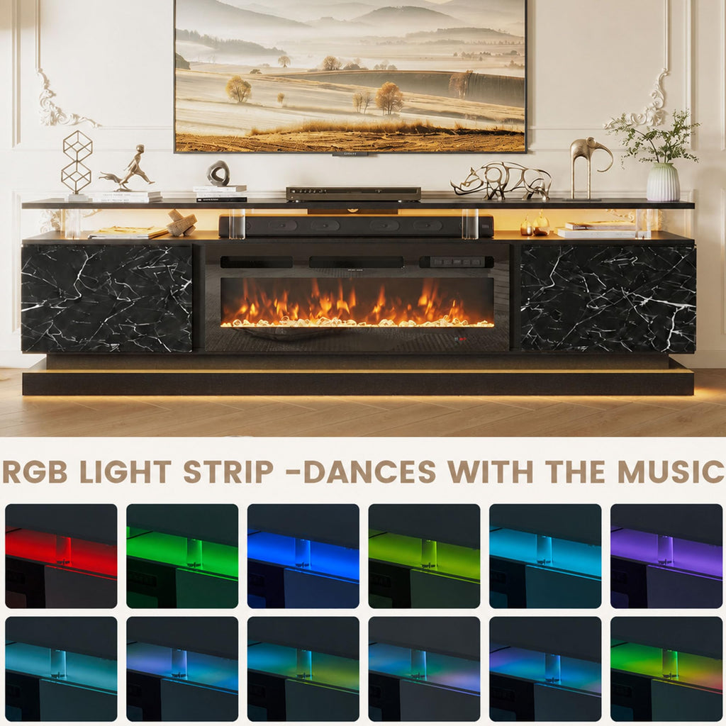 70" Fireplace TV Stand, Modern Entertainment Center